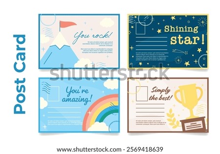 Different colorful postcards showcase positive affirmations like You rock and You re amazing Ideal for sharing motivation or gratitude with friends and family.