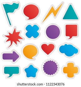 Different colorful shapes sticker style.

