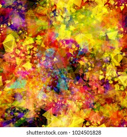 Different colorful triangles with curved lines mix random. Like precious stones. Bright seamless texture. Abstract vector background for web page, banners backdrop, fabric, home decor, wrapping