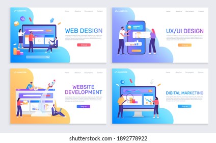 Different colorful website templates vector graphic design illustration