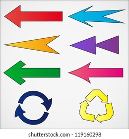 Different colors arrows set design