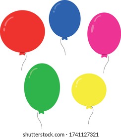 verschiedene Farben Ballons in einem flachen Stil. Gruppe von Elementen. Vector Grafik für Design. festliche Dekoration Spaß Urlaub Geburtstag Neujahr Hochzeit