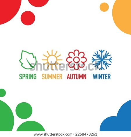 DIfferent colors circles with four nature seasons icon isolated on white