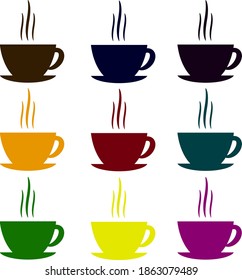 Icono de taza de café de colores diferentes