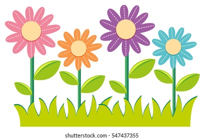 Different colors of flowers illustration