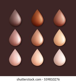 Different colors of foundation.Vector cosmetic swatch