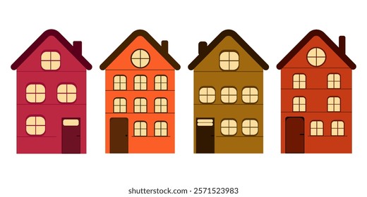 different colors houses vector illustration