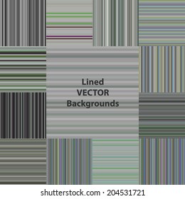 Different colors lined seamless patterns set, a vector.