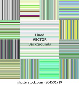 Different colors lined seamless patterns set, a vector.