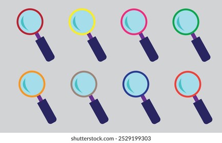  Different colors magnifying glass (search) illustration vector icon