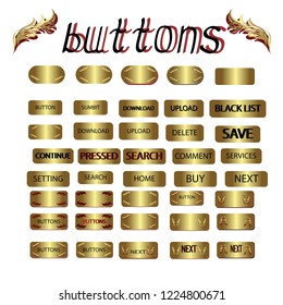 Different colors of main shapes and icons with white, neutral and brown outline frames. Set of vector modern trendy flat buttons.
