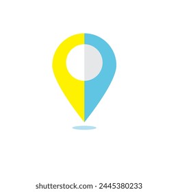 different colors of map pointer icons with soft shadows in a flat style. Vector collection of markers in different colors. Specifies location point of objects on the maps or charts.