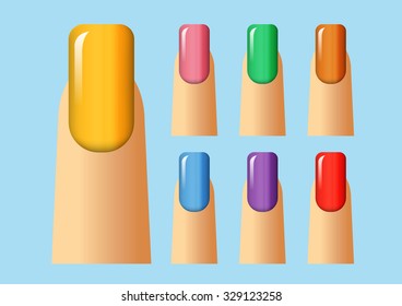 Different colors of nail.