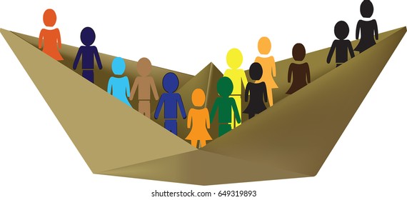 Different colors on paper boat