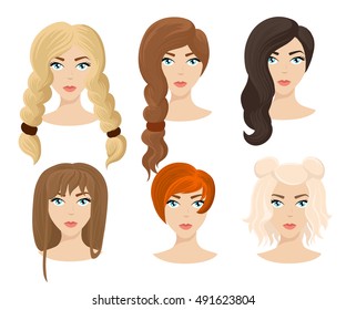 Different Colors Shades Types Hair Set Stock Vector (Royalty Free ...