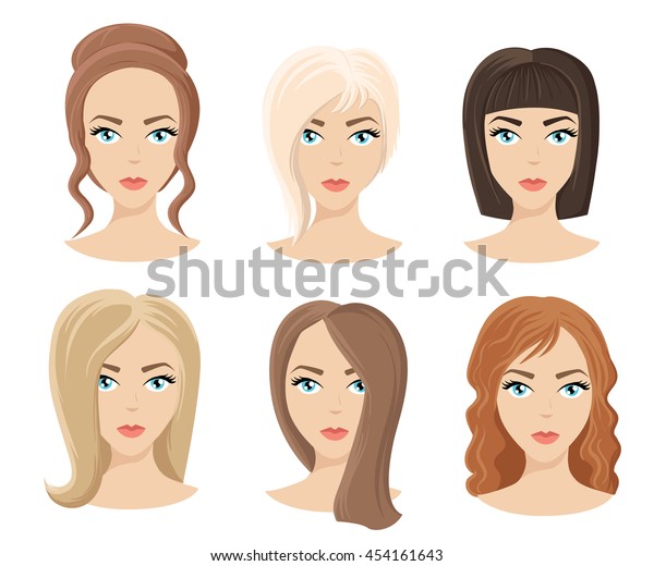 Different Colors Shades Types Hair Set Stock Vector Royalty