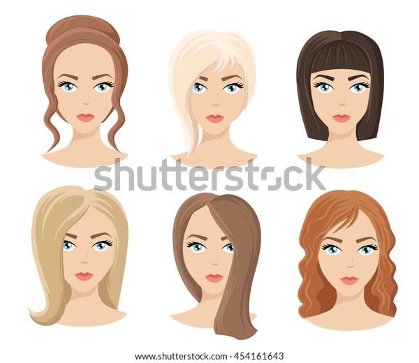 Different Colors Shades Types Hair Set Stock Vector Royalty Free