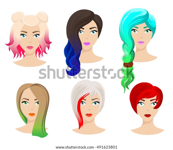 Different Colors Shades Types Hair Set Stock Vector Royalty Free