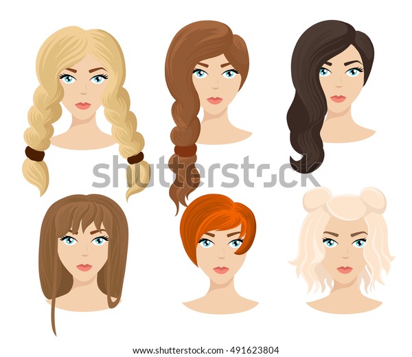 Different Colors Shades Types Hair Set Stock Vector Royalty Free