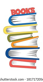 diferentes colores y formas libro unos sobre otros Educación Estudiar el conocimiento Enseñanza ilustración vectorial