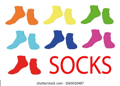 different colors socks set realistic vector illustration isolated