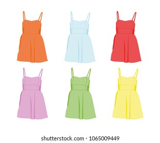 different colors sundress set realistic vector illustration isolated
