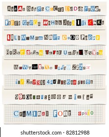 Different colors vector letters from newspaper and magazines collection