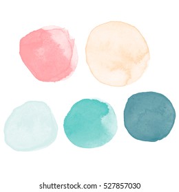 Different colors watercolor paint stains vector backgrounds set