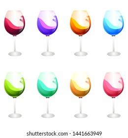 Different colors wineglasses. Vectoral Illustration