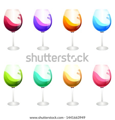 Different colors wineglasses. Vectoral Illustration