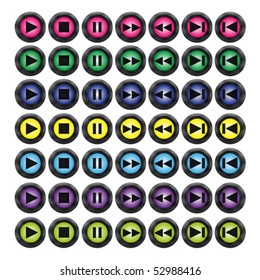Different colour media buttons