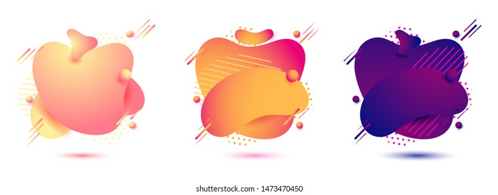 Different colour texture Abstract shapes on white background. 