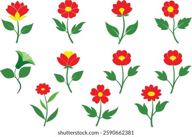 different colourful flowers vector art and illustration