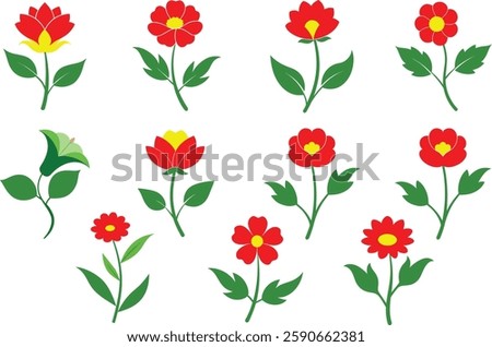 different colourful flowers vector art and illustration