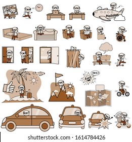 Different Comic Old Boss Characters - Set of Concepts Vector illustrations