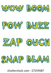 Different comic word vector illustration