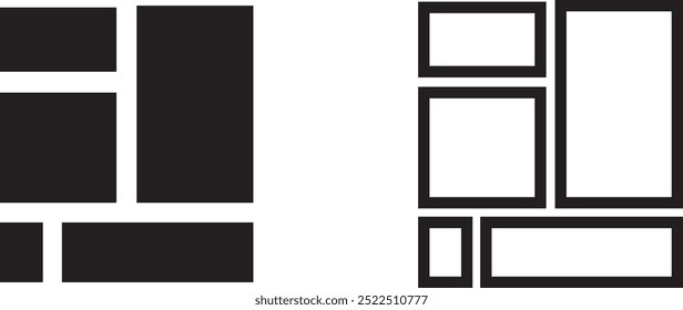 Icono de diferentes compartimentos, Ilustración vectorial