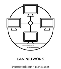 Different computers attached via cables making connection with each other, LAN network 