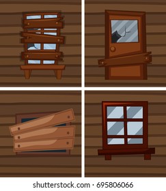 Diferentes condições da ilustração de janelas