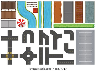Different constructions of roads and pavement illustration