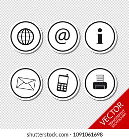 Different Contact Icon Buttons - Isolated On Transparent Background