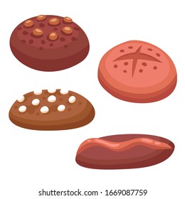 Different cookie cake isolated vector illustration. Sugar cakes food cookie isolated on white background. EPS 10