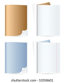 Different copybooks isolated on the white background
