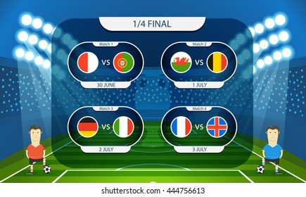 Different country flags collection. Football infographic template