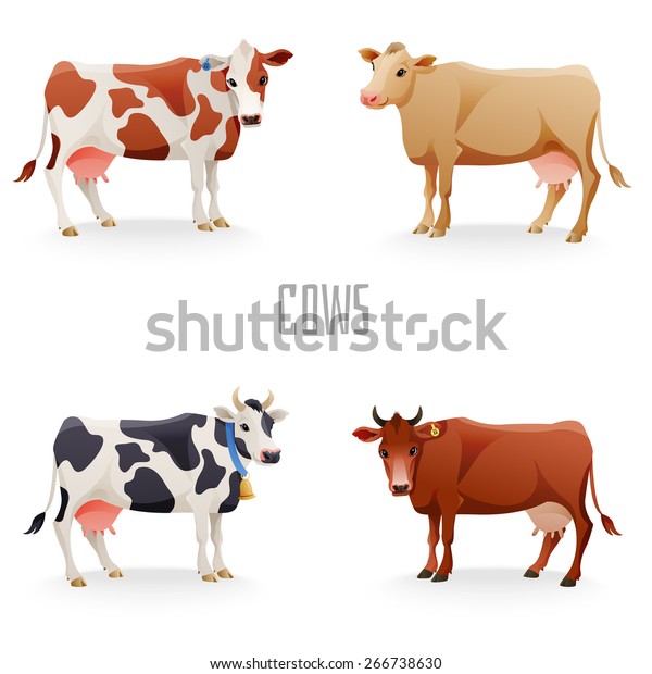 Different Cows Colors Set Isolated Vector Stock Vector (Royalty Free ...