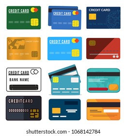different credit cards. vector illustration on white