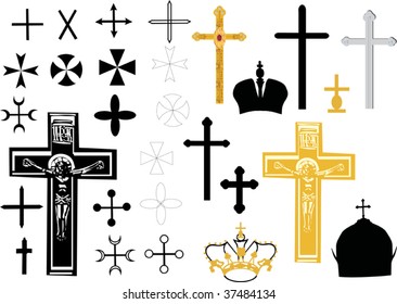 different cross collection isolated on white background