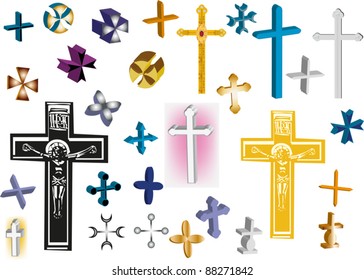 different cross collection isolated on white background