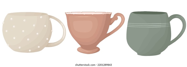 Different cups for tea and coffee.