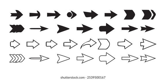 Different cursor arrow direction symbols in flat style. Signs Direction Icon Set. Vector illustration EPS 10